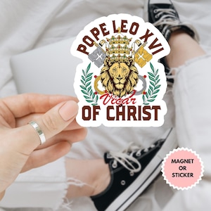 Adesivo/calamita per auto Papa Leone XIV, Vicario Cattolico di Cristo, Papa Leone XIV, Papa Leone XIV, Nuovo Papa, Adesivo Cattolico, Adesivo Papa Leone XIV