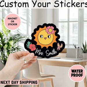 Retro Groovy We Out Teachers Custom Name Car Magnet/Sticker, Personalized Vinyl Sticker, Name sticker, Custom Aticker, Water Bottle Sticker