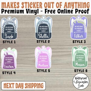 Custom School Bag Name Sticker, Custom Water Bottle Sticker, Journal Laptop Decal, Custom Back to School Gift, Teacher Appreciation Gift