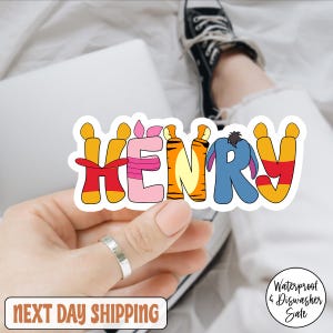 Custom Name Charactor Back To School Sticker/Car Magnet, Custom Water Bottle Sticker, Custom Back to School Gift, Custom Kids Name Sticker