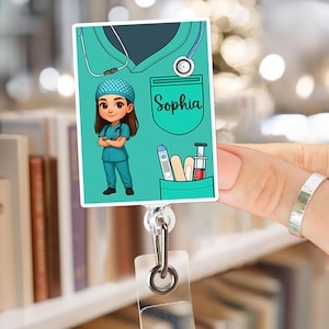 Custom Photo Chibi Nurse Reel, Name Badge Reel,Personalized Nurse Badge Holder,Custom Name Badge,Retractable ID,Nursing Gift,Cute Badge Reel