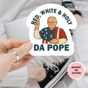 Adesivo/calamita per auto "Papa Leone XIV" rosso, bianco e santo, Papa americano, Chiesa cattolica, citazione "Il male non prevarrà", nuovo adesivo per Papa Leone