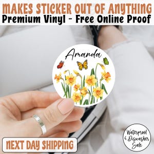 Custom Birth Month Flower Name Sticker – Choose your Month – Water Bottle Sticker, Laptop Decal – Birthday, Mother’s Day, Gifts for her