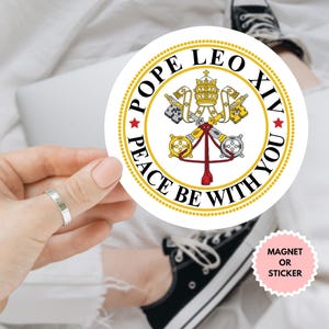 Adesivo/magnete per auto con lo stemma di Papa Leone XIV, umorismo politico cattolico, il Vaticano di nuovo grande, Papa americano, leader spirituale, adesivi della Cappella Sistina