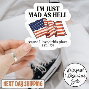 Estoy furioso porque me encantó este lugar. Pegatina/imán para coche anti Trump, pegatina de la bandera de EE. UU., pegatina de la bandera de Estados Unidos, pegatina de la libertad de EE. UU.