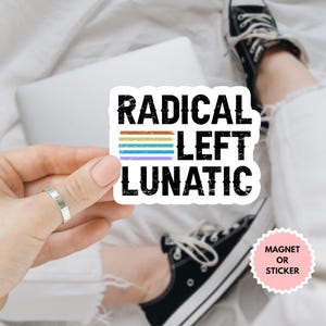 Autocollant/aimant de voiture lunatique radical gauche, autocollant de résistance, autocollant de protestation politique, autocollant anti-atout, autocollant démocrate cadeau pour libéral