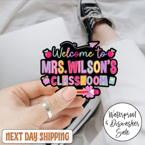 Personalized Teacher Classroom Custom Name Sticker/Car Magnet, Colorful Water Bottle Sticker, Laptop Name Labels, Personalized Teacher Gifts