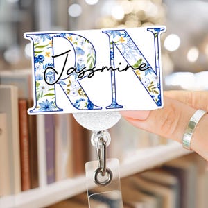 Nurse Floral Custom Name Badge Reel, Name Badge Reel, Personalized Nurse Badge Holder,Custom Name Badge, Retractable ID, Nursing Gift