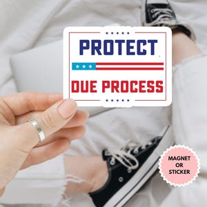 Protect Due Process Car Magnet/Sticker, Due Process For All Sticker, Liberal Sticker, Social Justice, Democracy, Anti Trump, Resist Sticker