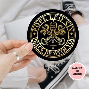 Adesivo/magnete per auto con stemma di Papa Leone XIV, Papa Leone XIV, Francesco Religioso, Bottiglia d'acqua impermeabile in vinile cattolico Robert Prevost, Adesivo per laptop