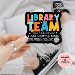 Library Team Definition Summer Book 2025 Sticker/Car Magnet, Bookish Vinyl Decal for Laptops, Journals, and Water Bottles, Reading Journal