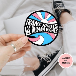 Trans Rights Are Human Rights LGBTQ Sticker/Car Magnet, LGBTQ Sticker, LGBTQ Rights Sticker, Trans Rights Sticker, Pride Month, Human Rights
