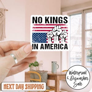 No Kings In America anti Trump Sticker/Car Magnet, Trump Tariffs, Dump Trump, Not My President, Save Democracy, Taco Trump Sticker