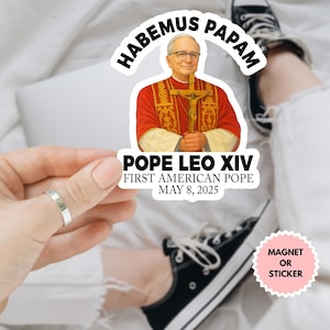 Adesivo/calamita per auto "Habemus Papam" di Papa Leone XIV, adesivo per il nuovo Papa cattolico, regalo per il Conclave in Vaticano, adesivo per l'elezione papale, adesivo per la fede