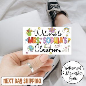 Personalized Teacher Name Sticker/Car Magnet, Colorful Custom Decal, Retro Laptop Sticker, Cute Personalized Gift for Teacher Appreciation