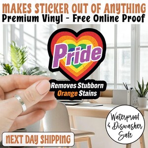 Pride Removes Stubborn Orange Stains Anti Trump LGBTQ Sticker/Car Magnet, Pride Month LGBTQ Sticker, Funny Anti Trump LGBTQ Sticker