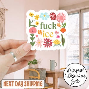 Floral Boho Fck ICE Anti Trump Sticker/Car Magnet, Anti Ice Protest Sticker, Abolish F ICE Sticker, Anti Maga Sticker, Political Sticker