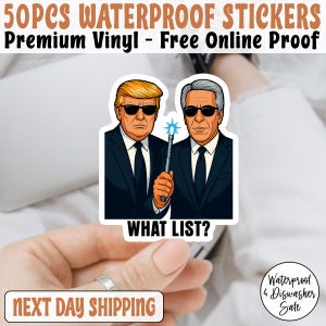 What List Anti Trump And Epstein Sticker, Laptop Decal, Satirical Anti-Trump and Epstein Political Sticker, Trendy Sticker, Activist Sticker