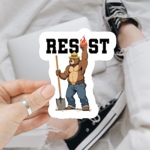 Resist Bear Anti Trump Magnet/Aufkleber, subtiler FDT Aufkleber, Anti-Trumpf, Anti-Elon, Anti-MAGA, demokrat-Liberal, Pro-Demokratie-Feministin