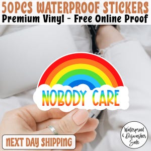 Nobody Care LGBT Sticker, You’re Safe With Me, Ally Sticker, Progress Pride Flag, Trans Flag,  LGBTQ+ Water resistant Decal, Pride Stịcker