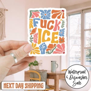 Floral Boho Anti Trump Fck ICE Sticker/Car Magnet, Abolish ICE Sticker, Anti ICE Sticker, Chinga La Migra Sticker, Anti Maga Sticker