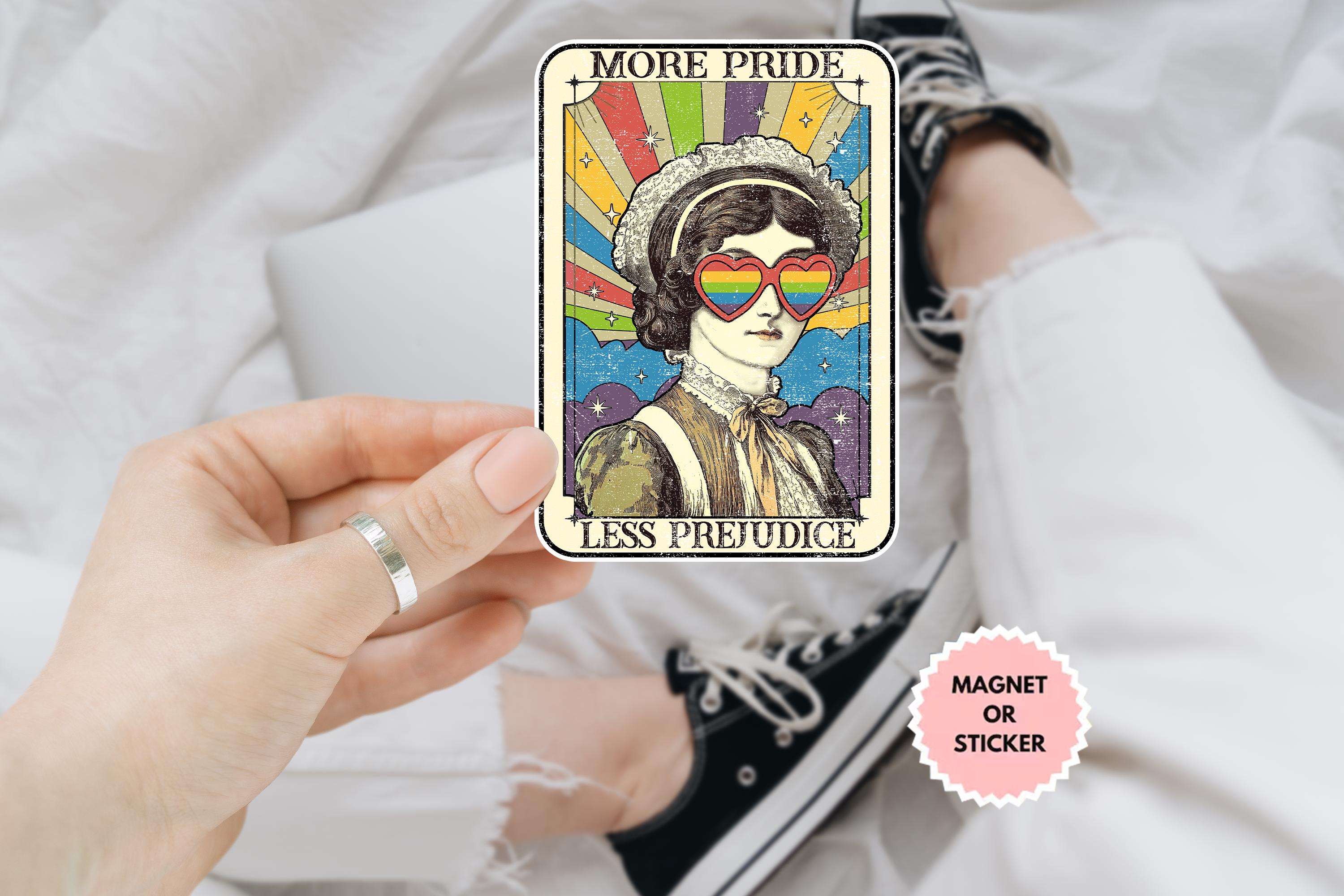 More Pride Less Prejudice LGBT Rights Tarot Card Car Magnet/Sticker, LGBTQ Sticker, Proud Ally Sticker, Pride Month, Supporting Lgbt People