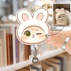 Custom Cat/Dog Badge Reel Personalized Photo Pet Badge Reel from Photo, Nurse Badge Reel with Picture, Office Accessories, Fast delivery
