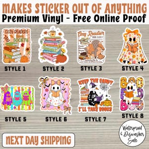 Cozy Ghost Reading Sticker, Spooky Reading Books Sticker Pack, Book Lover Stickers, Spooky Halloween Sticker, Bookish, Book Club, Book Nerd