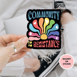 Community Is Resistance LGBTQ Human Rights Anti Trump Car Magnet/Sticker, Subtle Pride, Social Justice,Activist Gift,Gay Rights,LGBTQ Rights