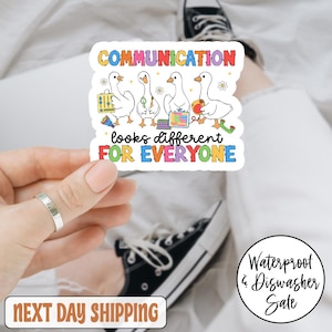 Communication Looks Different For Everyone Funny Goose SLP Sticker/Car Magnet,Speech Language Pathologist Gift Speech Therapist Name Sticker
