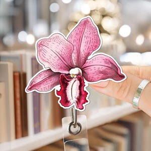 Floral Badge Reel, Elegant Floral ID Holder, Retractable Clip, Floral Medical Badge, Nurse Accessories, Birthday Gift, Gift for Her