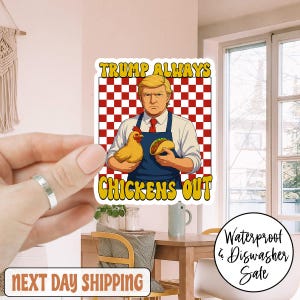 Trump Always Chickens Out TACO Anti Trump Sticker/Car Magnet, Trump Tariffs, Dump Trump, Not My President, Save Democracy,Taco Trump Sticker