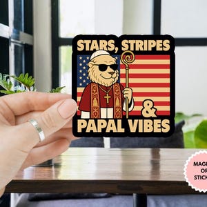 Adesivo/magnete per auto con stelle, strisce e vibrazioni papali di Papa Leone XIV, adesivo religioso del Papa americano, decalcomania OPE, simboli della fede cattolica