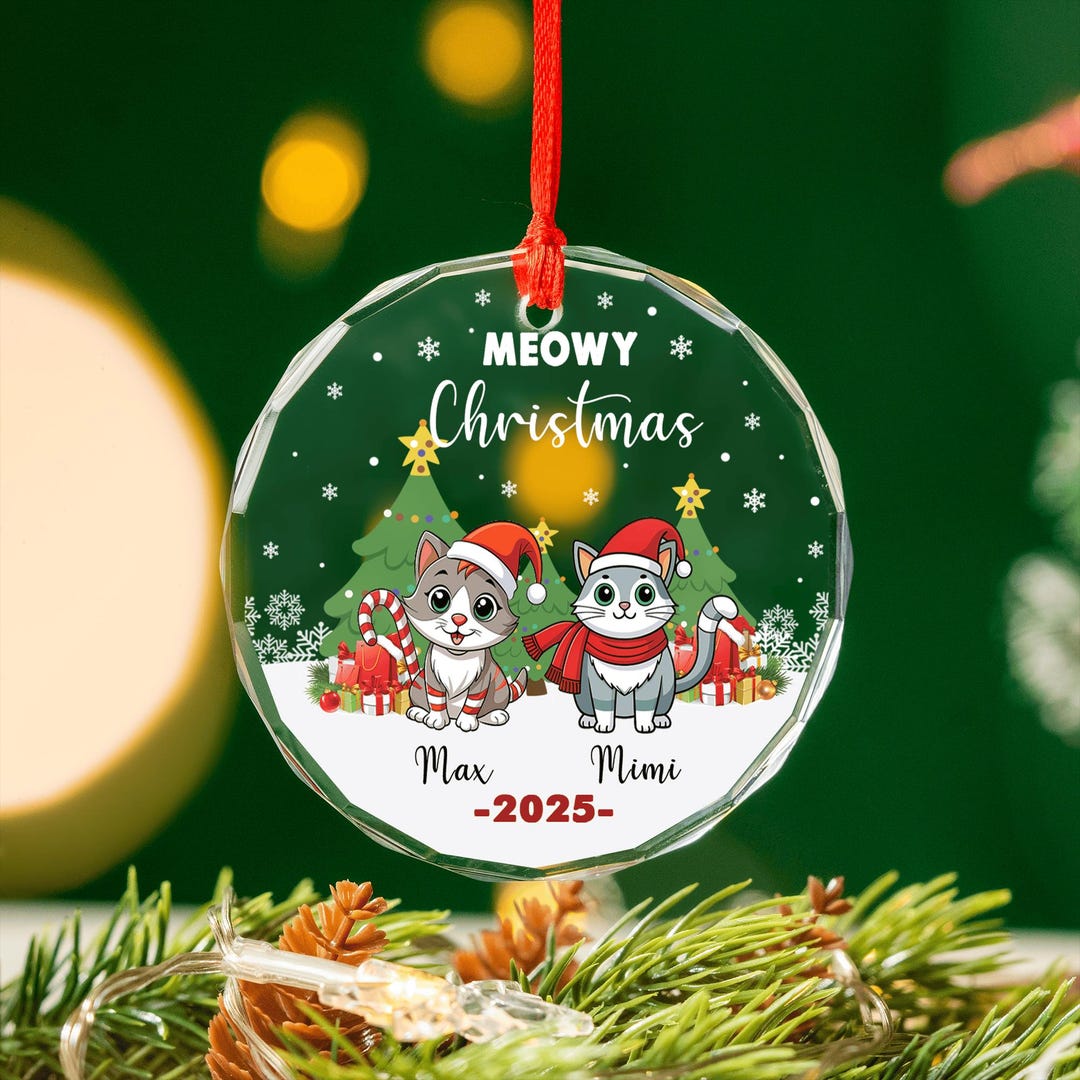 Meowy Christmas Custom Cat Ornament, Personalized Pet Holiday ...