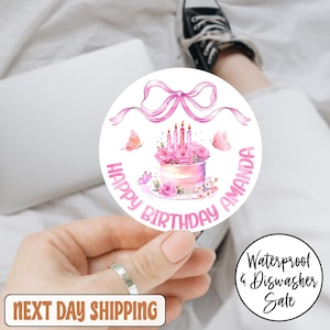 Custom Birthday Sticker, Happy Birthday Sticker, Custom Boys / Girls Birthday Stickers / Birthday Favor, Celebration Sticker,Cupcake Sticker