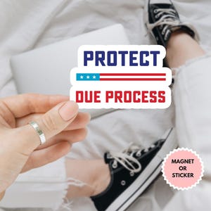 Protect Due Process Car Magnet/Sticker, Due Process For All Sticker, Liberal Sticker, Social Justice, Democracy, Anti Trump, Resist Sticker