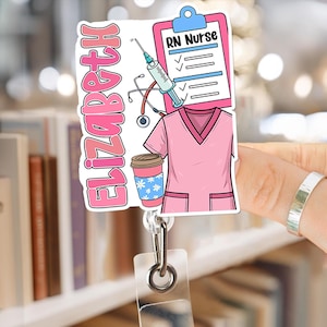 Custom Name Nurse Badge Reel, Name Badge Reel, Personalized Nurse Badge Holder,Custom Name Badge,Retractable ID,Nursing Gift,Cute Badge Reel