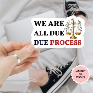 We Are All Due Process Car Magnet/Sticker, Due Process For All Sticker,Liberal Sticker,Social Justice, Democracy, Anti Trump, Resist Sticker