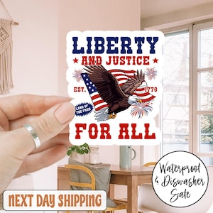 Liberty And Justice For All 4th Of July Anti Trump Sticker/Car Magnet, Trendy Political Sticker, Pro Justice Sticker, Democracy Sticker