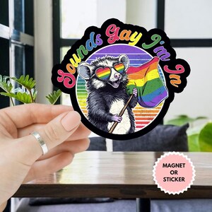 Sounds Gay I&#39;m In LBGT Sticker/Car Magnet, Rainbow Flag LGBT Gay Pride Sticker, Funny Pride Sticker, Proud Ally Sticker, Pride Month Sticker