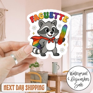 Funny Raccoon LGBT Faguatte Sticker/Car Magnet, Rainbow Pride Stickers, Love Is Love Sticker, Pride is Power Decal, Rainbow Strong Sticker