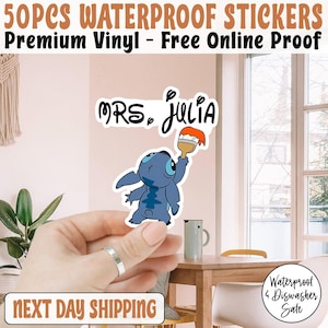 50pcs Charactor Custom Name Sticker/Car Magnet, Custom Teacher Name Sticker, Custom Teacher, Custom Teacher Back To School Sticker