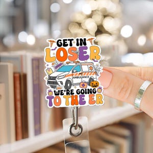 Emergency Room Tech Paramedic Emt Medic Halloween Badge Reel, Heart Monitor ID Holder, EMT Nurse Gift, Medical Tech Name Tag Clip, ER Nurse