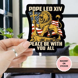 Adesivo/magnete per auto "Papa Leone XIV, la pace sia con te" del Vaticano, adesivo religioso del Papa americano, decalcomania OPE, simboli della fede cattolica, Papa Leone XIV