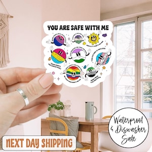 You Are Safe With Me Pride Ally LGBTQ Sticker/Car Magnet, Rainbow Pride Stickers, Love Is Love Sticker, Pride is Power Decal, Rainbow Strong