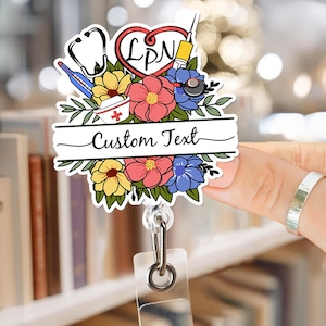 Personalized Nurse Wildflower Badge Reel, Name Badge Reel, Personalized Nurse Badge Holder, Custom Name Badge, Retractable ID, Nursing Gift