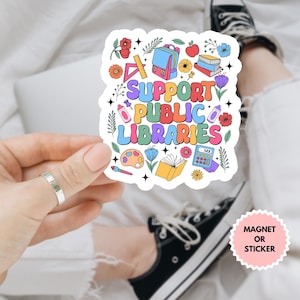 Support Public Libraries Summer Book 2025 Sticker/Car Magnet, Bookish Vinyl Decal for Laptops, Sticker for Kindle, Reading Journal