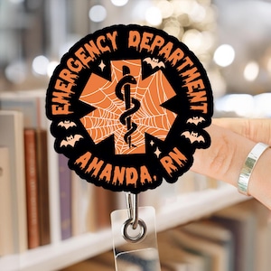 Emergency Department ER Nurse Halloween Badge Reel, ER Nurse Badge Reel,Emergency Room Nurse Badge Reel,Nurses Badge Reel,Medical Badge Reel