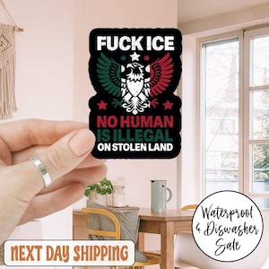 Fck Ice No Human Is Illegal Anti Trump Sticker/Car Magnet, Abolish ICE Sticker, No Human Is Illegal Sticker, Activist, Immigrant Rights