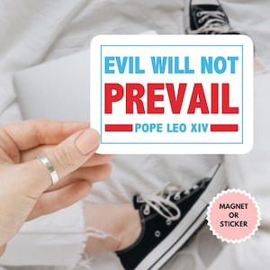 Magnete per auto/adesivo per paraurti "Il male non prevarrà su Papa Leone XIV", Papa Leone XIV, Francesco Religioso, Bottiglia di Robert Prevost Cattolico, Adesivo per laptop